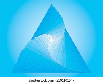 Vector graphics obtained as a result of a series of geometric transformations of a triangle and the use of tonal transitions.