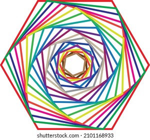 Vektorgrafiken, die durch eine Reihe von geometrischen Transformationen eines Hexagons und die Verwendung von Tonübergängen erhalten werden.