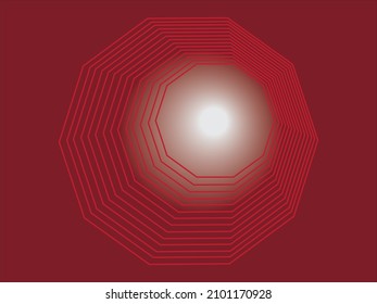 Gráficos vectoriales obtenidos como resultado de una serie de transformaciones geométricas de un hexágono y el uso de transiciones tonales.