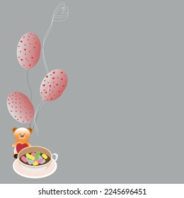 vector graphics on the theme of valentine's day, birthday, coffee time