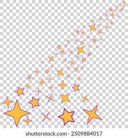 Vector graphics. On a transparent background there are many different stars.