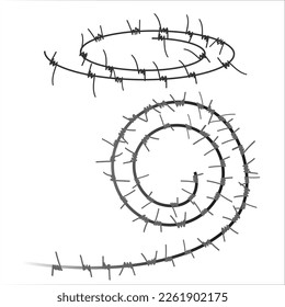 Vector graphics. On a white background, two coils of barbed wire.