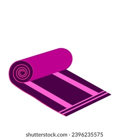 Vector graphics. On a white background, a twisted pink sports mat for sports exercises.