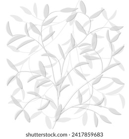 Vector graphics. On a white background there is a simple ornament of leaves in black and white colors.