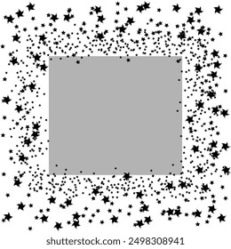 Vector graphics. On a white background, a gray frame surrounded by many stars.