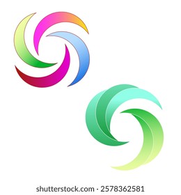 Vector graphics. On a white background, two bright logos in color and green tones for business.