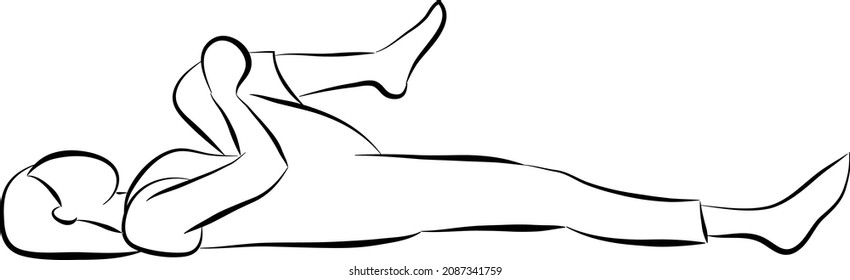 Vector graphics on a yoga theme. Wind Removing Pose.