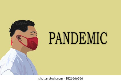 vector graphics of a person wearing a mask