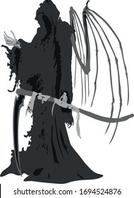 Vector graphics Reaper, angel of death with scythe
