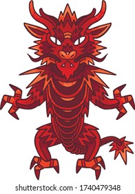 Drama vectorial dragón asiático rojo 