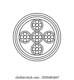 Vector graphics of regular geometric circles of black color on a white background of different sizes, textures , patterns