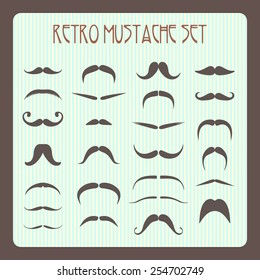 Vector graphics of retro mustache silhouettes on vintage texture. Cute retro style. 