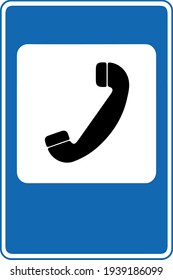 Vector graphics with a road sign for telephone booths. Used in the countries of the CIS and the former Soviet Union. Made in three colors: blue, white and black.