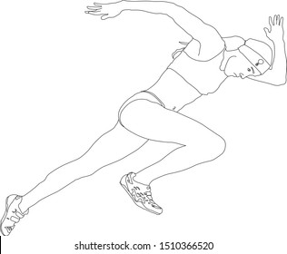 vector graphics of a running woman athlete