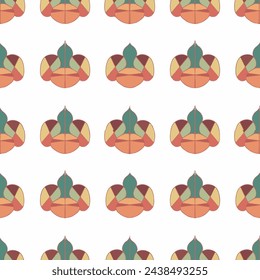 vector graphics, seamless pattern in a floral motif, Moroccan grid in the style of flowers, squares, triangles
