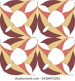 vector graphics, seamless pattern in a floral motif, Moroccan grid in the style of flowers, squares, triangles