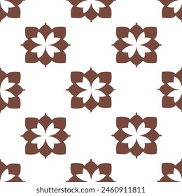 vector graphics seamless pattern in floral style in the frame of lines. flowers, squares, triangles and lines.