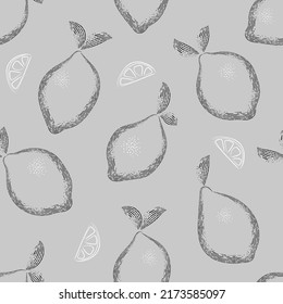 Vector graphics. Seamless pattern. Lemons