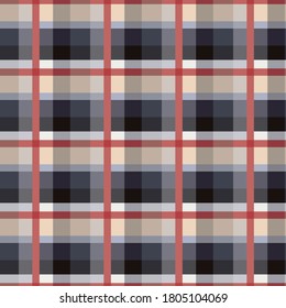 Vector graphics. Seamless pattern, texture - scottish cage in red, blue, beige and light blue. For textiles, printed products