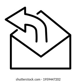 Vector graphics. SEO marketing, analytics, advertising, business icon. Linear icon, icon: email address. Linear envelope, contour arrow.