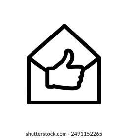 Vector graphics. SEO marketing, analytics, advertising, business icon. Linear icon, feedback button. Linear icons such as feedback, message icon, and thumb up.