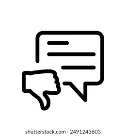 Vector graphics. SEO marketing, analytics, advertising, business icon. Linear icon, feedback button. Linear icons such as feedback, message icon, and thumb up.