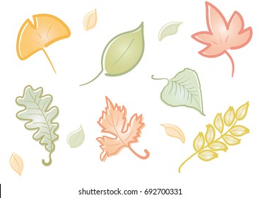 Vector Graphics set of Autumn leaves / vector material of  drawing type