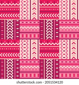 Vector graphics - a set of geometric ethnic bright ornaments with a patchwork of trendy colors
