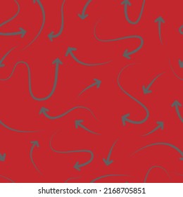 Vector graphics. Set of hand drawn simple arrows. Red seamless pattern. For business: infographics, banners, websites, cover and conceptual design.