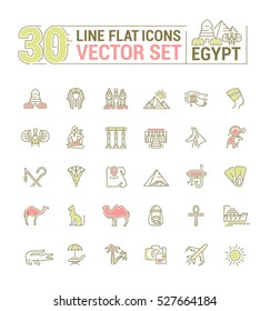 Vector graphics set. Linear, contour, thin, flat, design. Concept silhouette, Egypt. Travel to Egypt. Element, emblem, symbol, icon, sign, for web site, app, business.