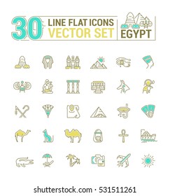 Vector graphics set. Linear, contour, thin, flat, design. Concept silhouette, Egypt. Travel to Egypt. Element, emblem, symbol, icon, sign, for web site, app, business.