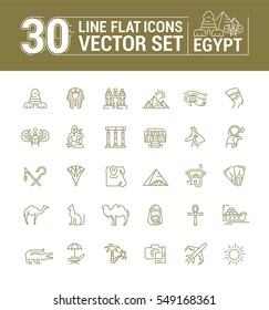 Vector graphics set. Linear, contour, thin, flat, design. Concept silhouette, Egypt. Travel to Egypt. Element, emblem, symbol, icon, sign, for web site, app, business.