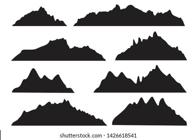 Vector graphics Set of mountains Silhouette mountains
