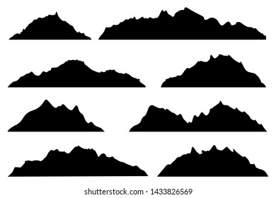 Vector graphics Set of mountains Silhouette mountains