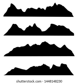 Vector graphics Set of mountains Silhouette mountains