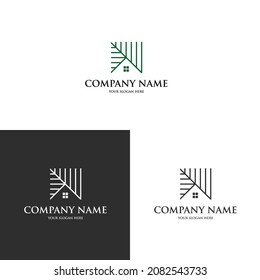Vektorgrafiken von natürlichen Hauslogos im einfachen Monoline-Stil. Ideal für Logos aus der Immobilien- und Hypothekenbranche. 