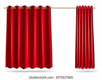 Vector graphics . A set of red curtains for changing rooms lockers for the store, hospital