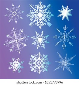 
Vector graphics, set of snowflake patterns