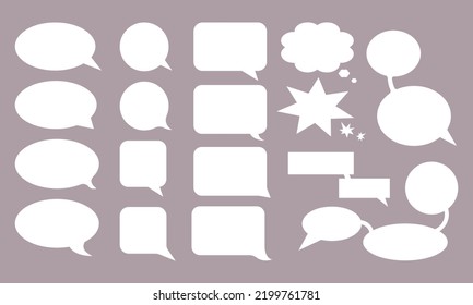 vector graphics set of white bubbles for dialogs of different shapes without line