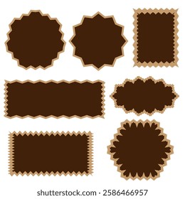 Vector graphics. Seven stickers, price tags, badges on a white background.