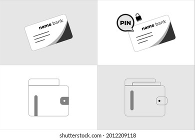 vector graphics of shopping icon sets, including: atm card and wallet. Perfect for shopping app makers and similar web.