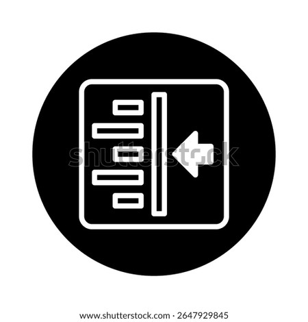 Vector graphics showcasing text alignment with an arrow, visually representing left text alignment in design