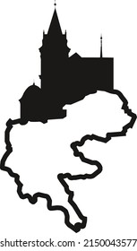 vector graphics showing the castle chapel integrated with the map