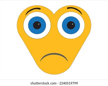 Vector graphics showing the visualization of a human face. She is yellow with big eyes. The face expresses strong feelings, as evidenced by the arrangement of the eyes, eyebrows and mouth.