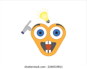 Vector graphics showing the visualization of a human face. She is yellow with big eyes. The face expresses strong feelings, as evidenced by the arrangement of the eyes, eyebrows and mouth.
