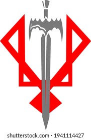 vector graphics of the sign of the warrior sword on the background of the emblem