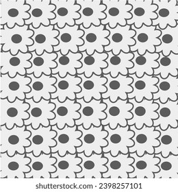 Vector graphics. Simple black and white floral pattern.