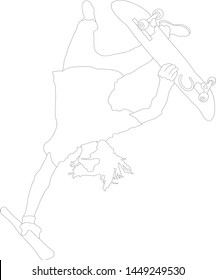 vector graphics of a skateboarder on a skateboard performs a trick