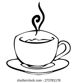 Vector graphics. Sketch. Cup with hot drink