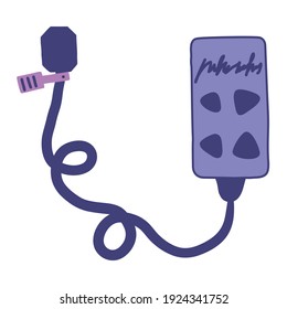 Vector graphics Small microphone on a lavalier in a flat style and hand-drawn. Microphone for karaoke, singing, radio broadcast, podcast and video shooting isolated on white background.